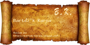 Barták Karsa névjegykártya